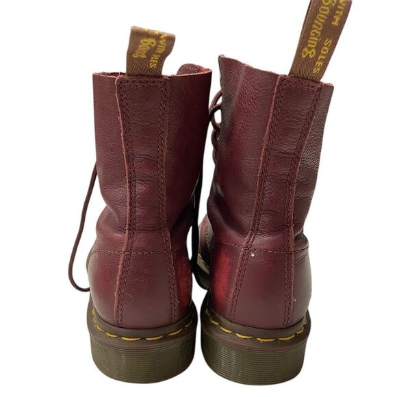 DR MARTENS Burgundy Leather Lace-Up Boots Size 7 - Picture 5 of 16